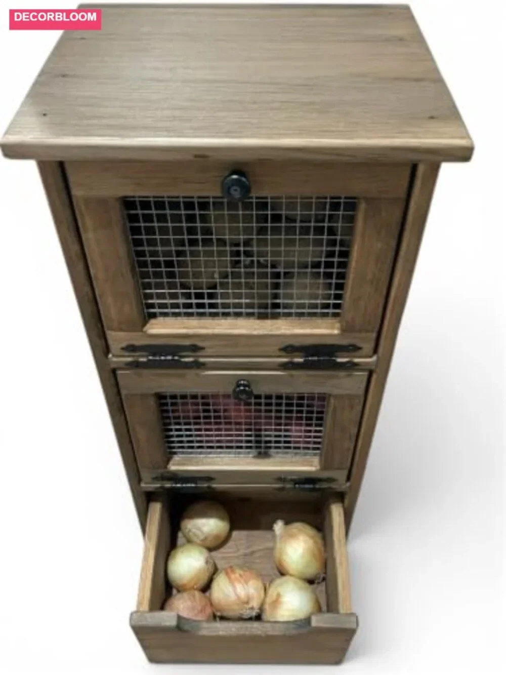 Solid Pine Wood Veggie Bin Rustic Food Storage Container
